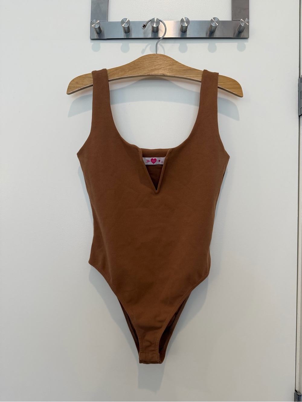 Buddy Love Chestnut Brown V-Neck Bodysuit